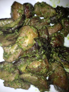 Sautéed Pesto Mushrooms. Absolutely delicious! Amit hates mushrooms, yet couldn't deny how good this dish was!